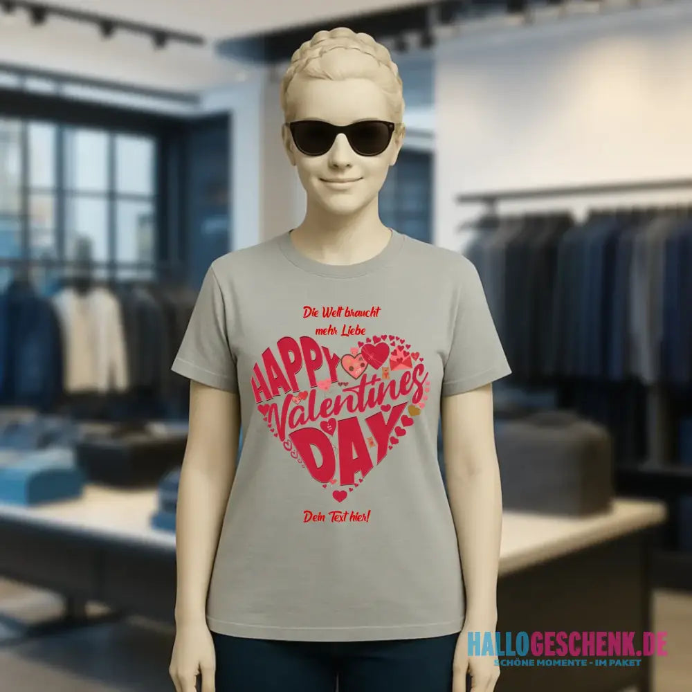 Valentinstag • Herz • Ladies Premium T-Shirt XS-2XL aus Bio-Baumwolle für Damen • Exklusivdesign • personalisiert