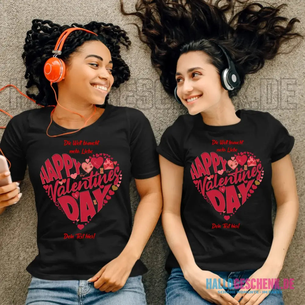 Valentinstag • Herz • Ladies Premium T-Shirt XS-2XL aus Bio-Baumwolle für Damen • Exklusivdesign • personalisiert