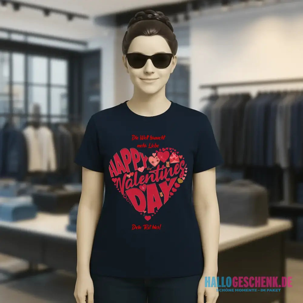 Valentinstag • Herz • Ladies Premium T-Shirt XS-2XL aus Bio-Baumwolle für Damen • Exklusivdesign • personalisiert
