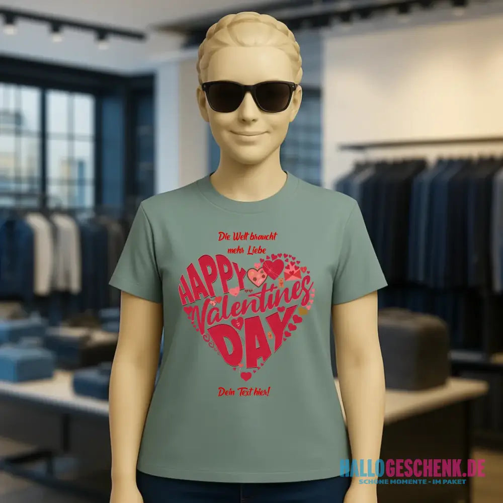 Valentinstag • Herz • Ladies Premium T-Shirt XS-2XL aus Bio-Baumwolle für Damen • Exklusivdesign • personalisiert