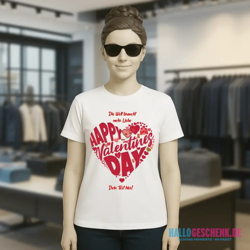 Valentinstag • Herz • Ladies Premium T-Shirt XS-2XL aus Bio-Baumwolle für Damen • Exklusivdesign • personalisiert