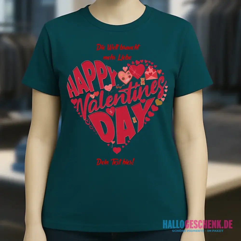 Valentinstag • Herz • Ladies Premium T-Shirt XS-2XL aus Bio-Baumwolle für Damen • Exklusivdesign • personalisiert
