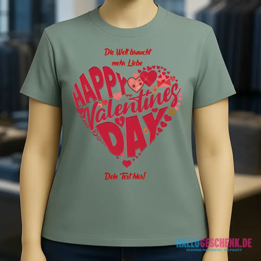 Valentinstag • Herz • Ladies Premium T-Shirt XS-2XL aus Bio-Baumwolle für Damen • Exklusivdesign • personalisiert