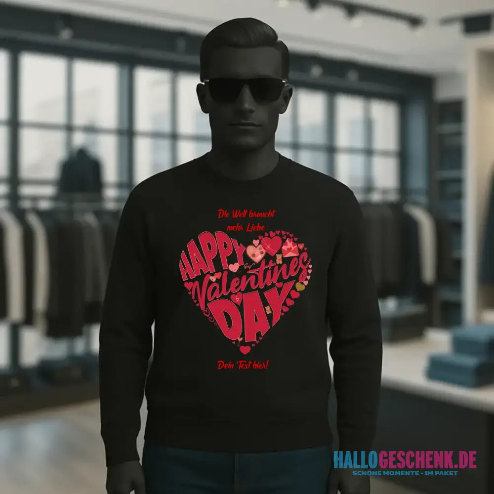 Valentinstag • Herz • Unisex Sweatshirt Bio-Baumwolle in 4 Farben XS-3XL • personalisiert