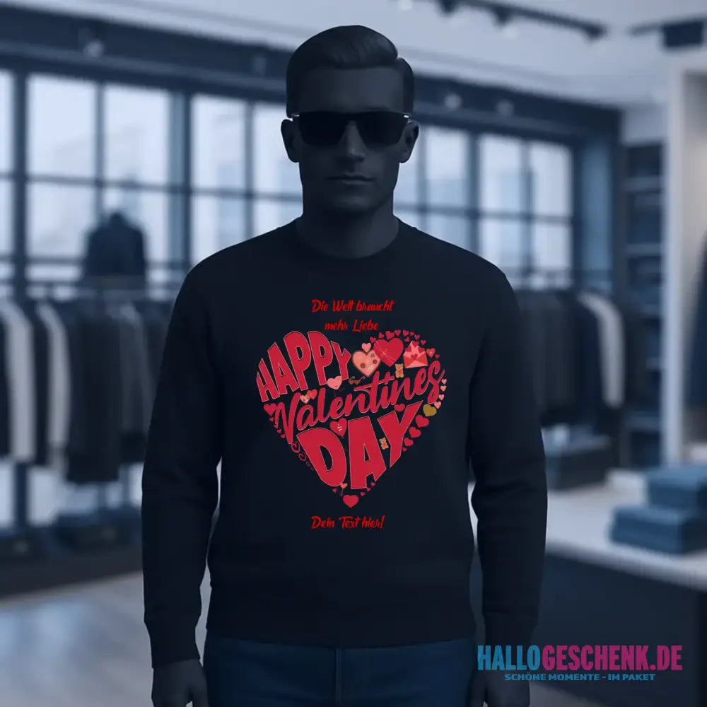 Valentinstag • Herz • Unisex Sweatshirt Bio-Baumwolle in 4 Farben XS-3XL • personalisiert