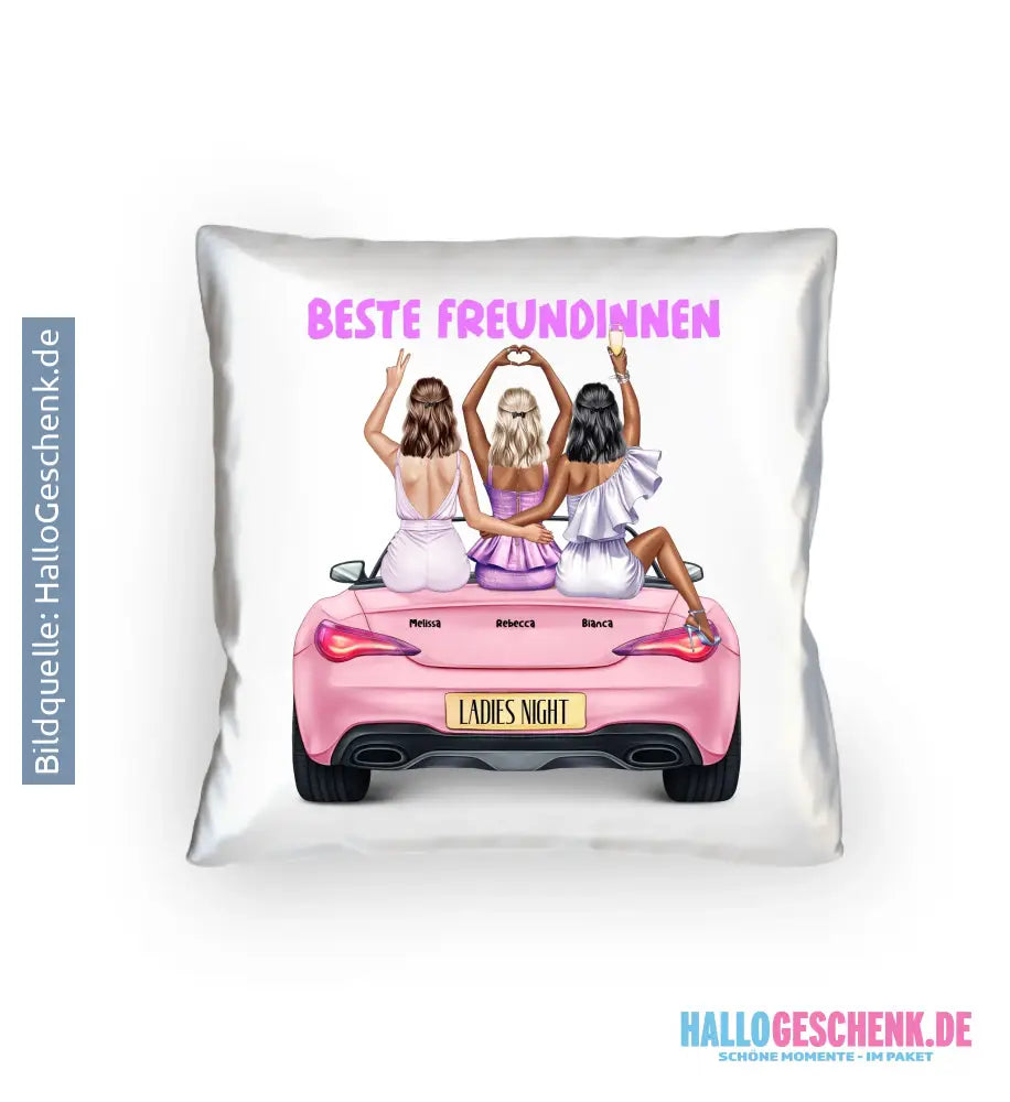 Vegas Girls • 1-3 Frauen • mit Wunschtext • Kissen 40x40 cm • personalisiert - Kissen 40x40 cm / White / 40cm-x-40cm