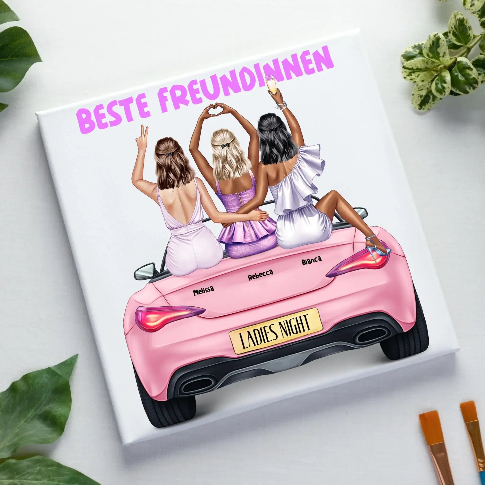 Vegas Girls • 1-3 Frauen • mit Wunschtext • Leinwand 50x50 cm • personalisierbar
