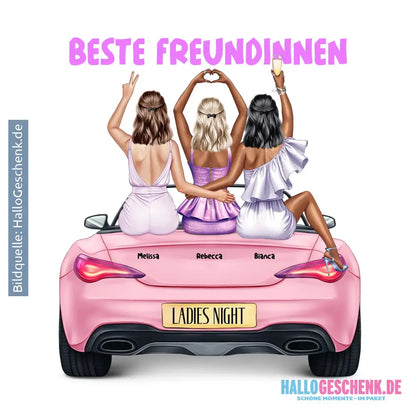 Vegas Girls • 1-3 Frauen • mit Wunschtext • personalisiert • STICKER 20x20cm (Aufkleber) - ausgestanzter Sticker 20x20