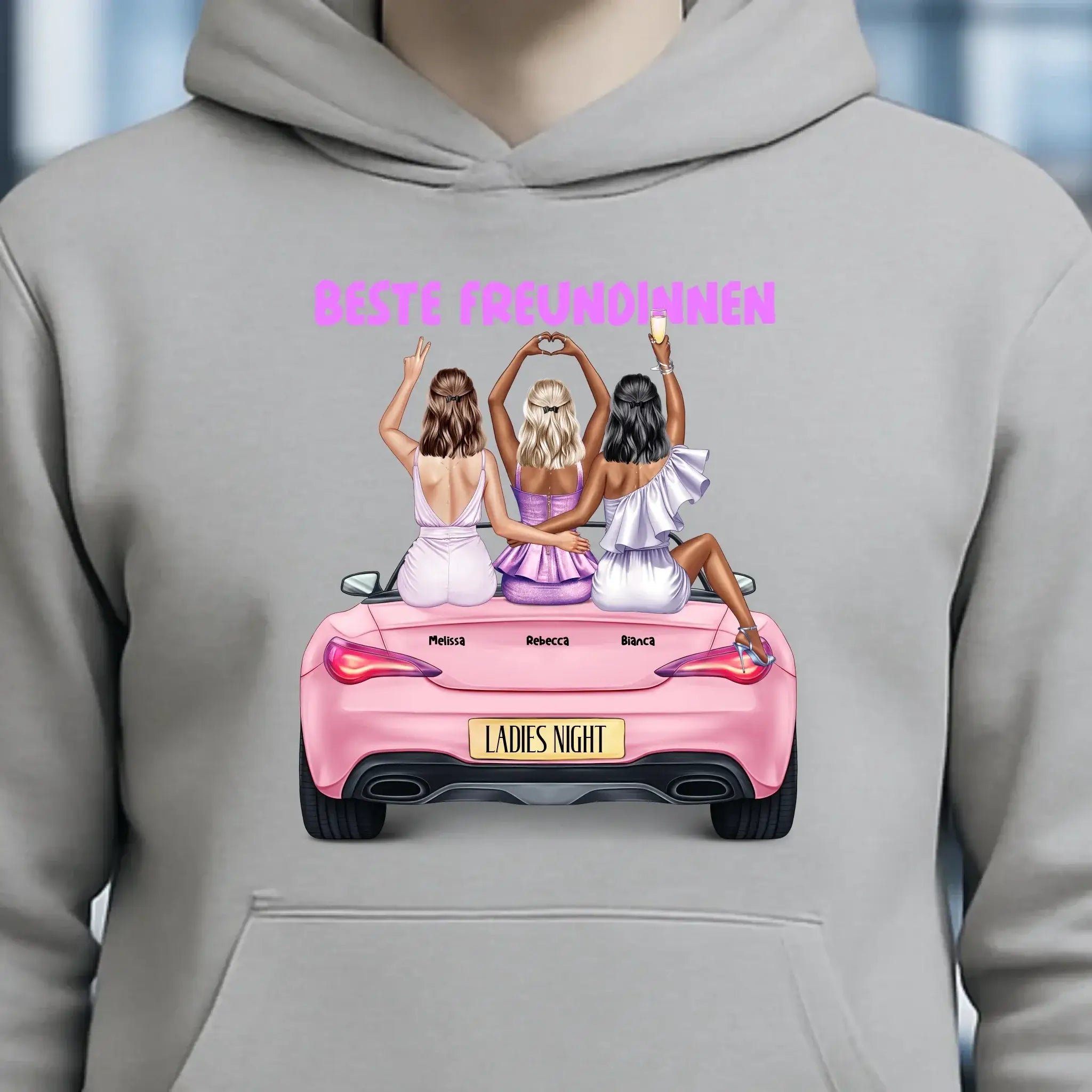 Vegas Girls • 1-3 Frauen • mit Wunschtext • Unisex Hoodie für Damen & Herren • Bio • personalisiert