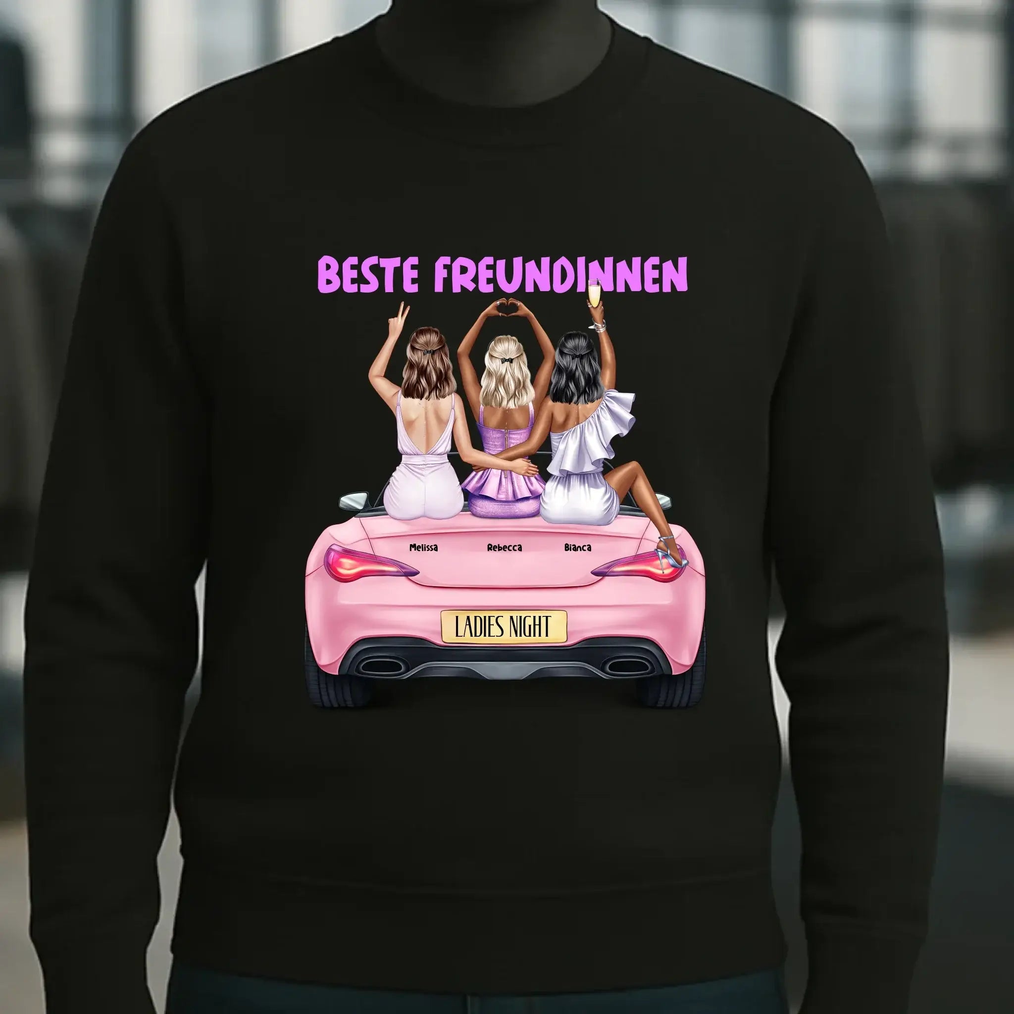 Vegas Girls • 1-3 Frauen • mit Wunschtext • Unisex Sweatshirt für Damen und Herren • Bio • personalisiert