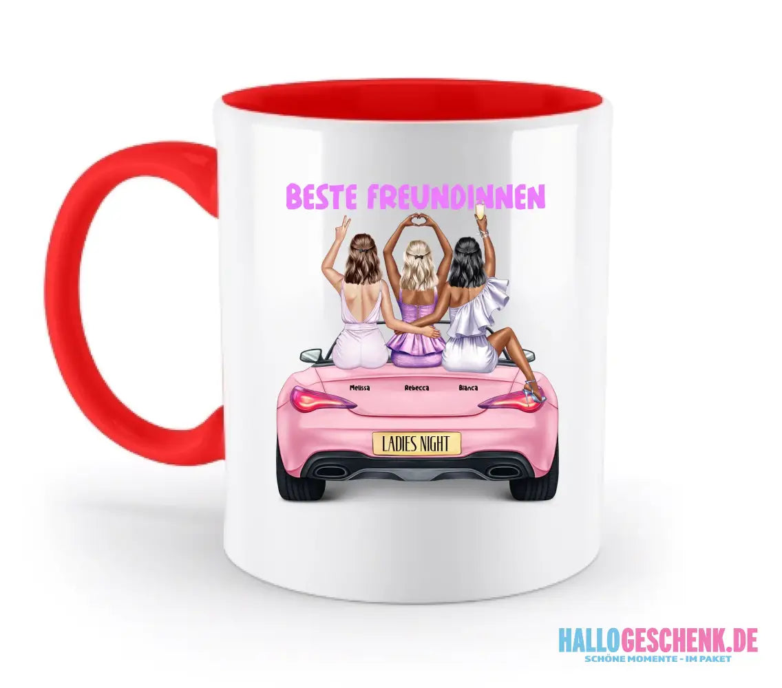 Vegas Girls • 1-3 Frauen • mit Wunschtext • zweifarbige Tasse • Exklusivdesign • personalisiert - zweifarbige Tasse