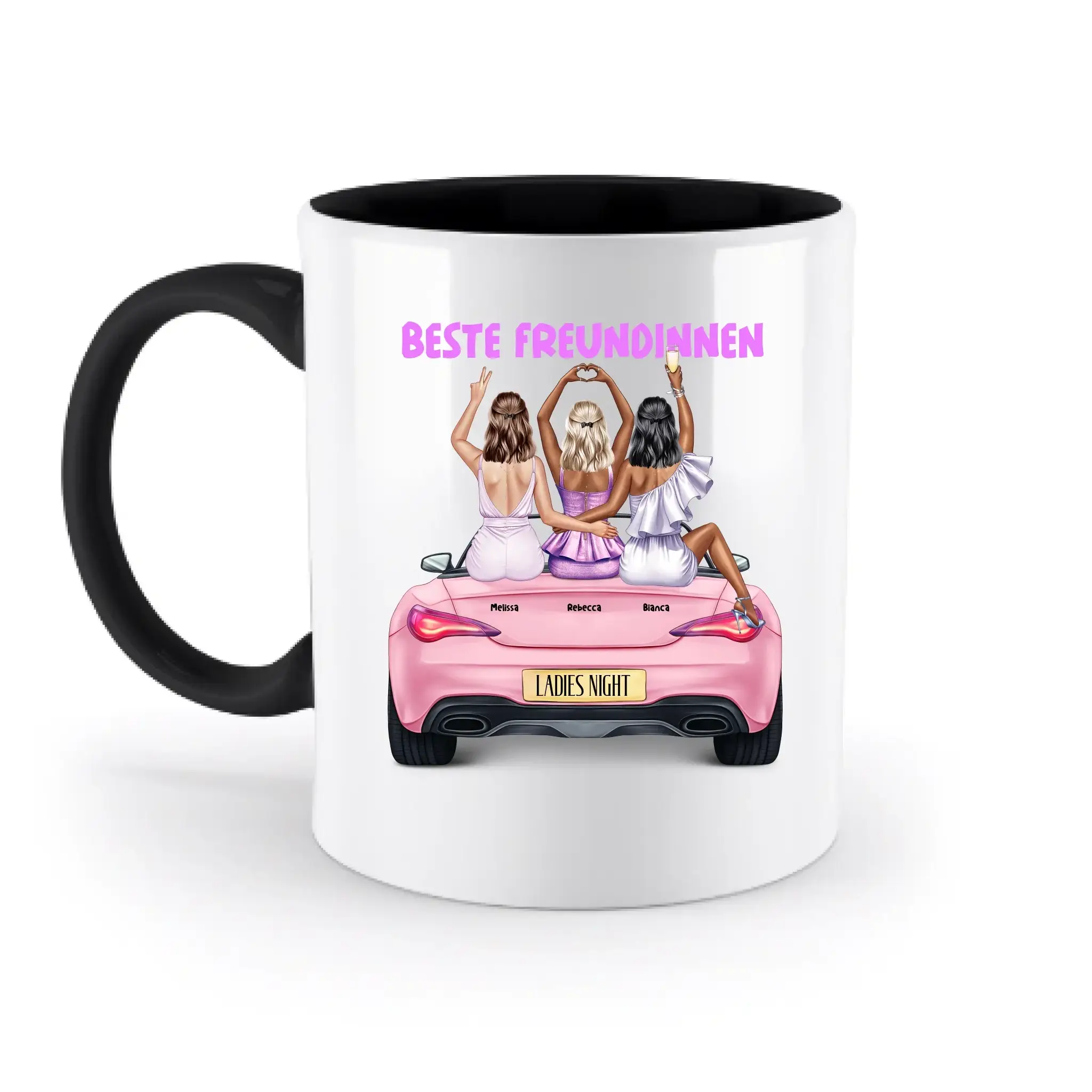 Vegas Girls • 1-3 Frauen • mit Wunschtext • zweifarbige Tasse • Exklusivdesign • personalisiert - zweifarbige Tasse