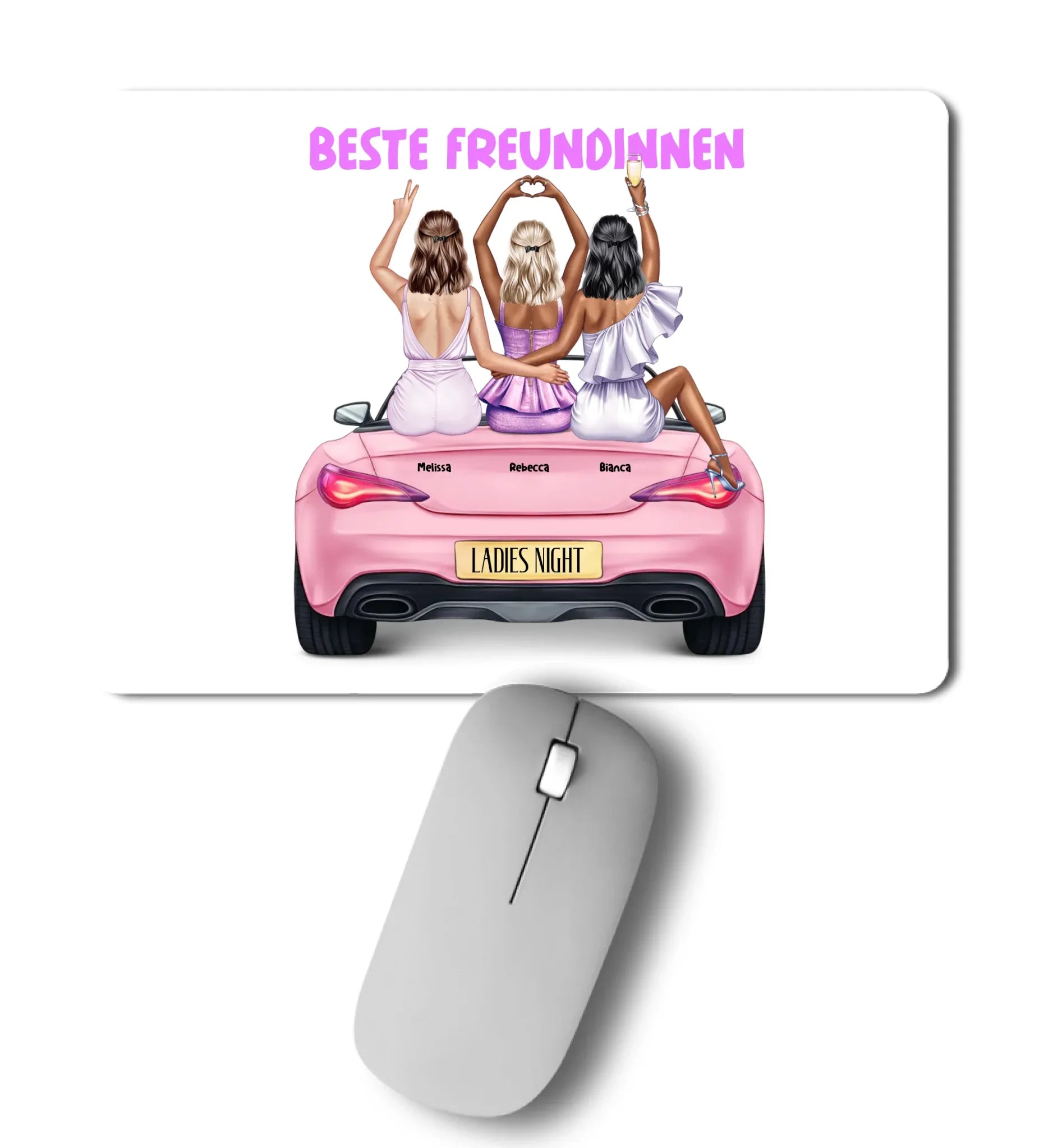 Vegas Girls: 1-3 Girls • mehrere Artikel • ’Statement-Collection’ • Wunschtext • personalisierte Figuren - Mousepad