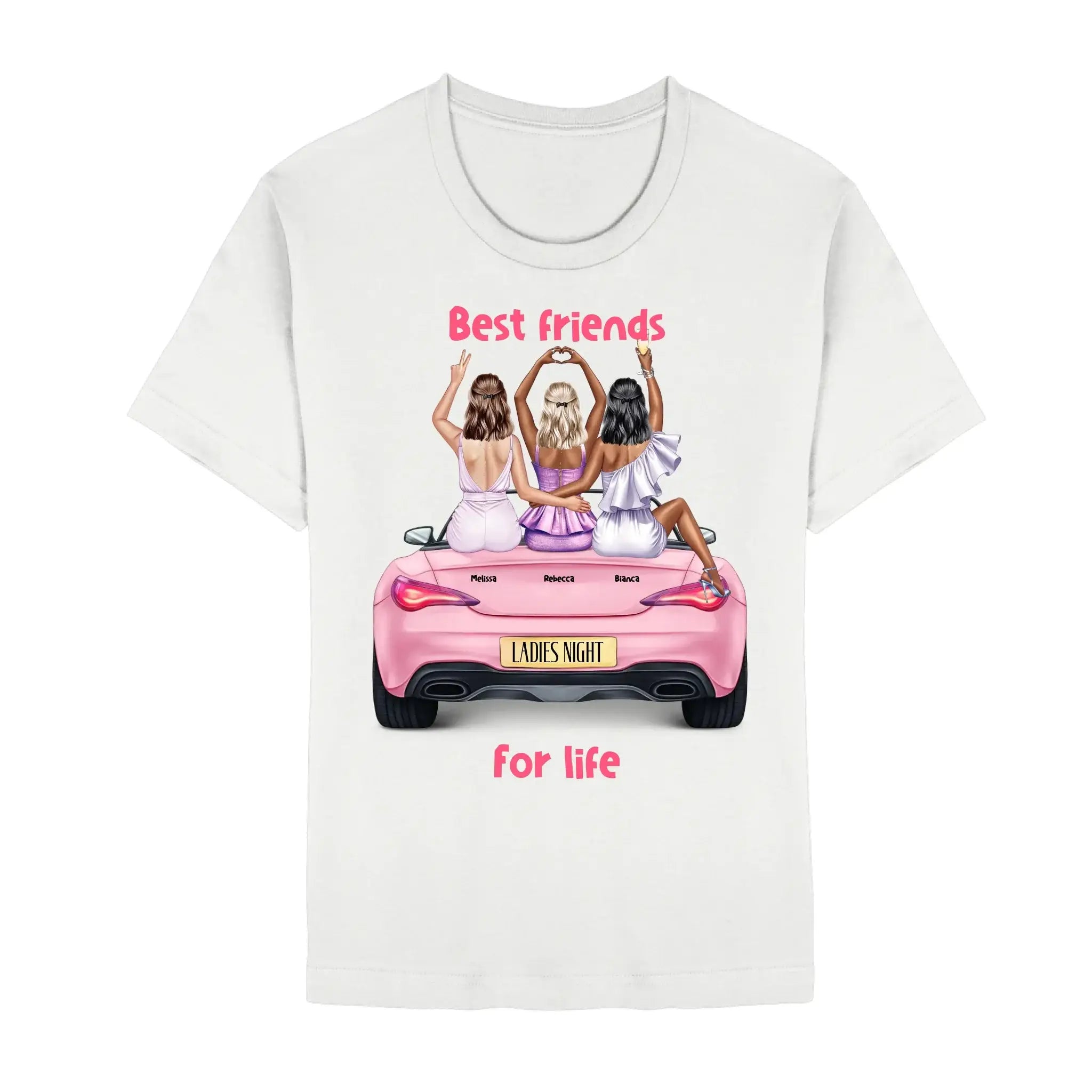 Vegas Girls (1–3 names) – Personalized Color Accent Mug 11 oz - Unisex Staple T-Shirt | Bella + Canvas 3001 / White