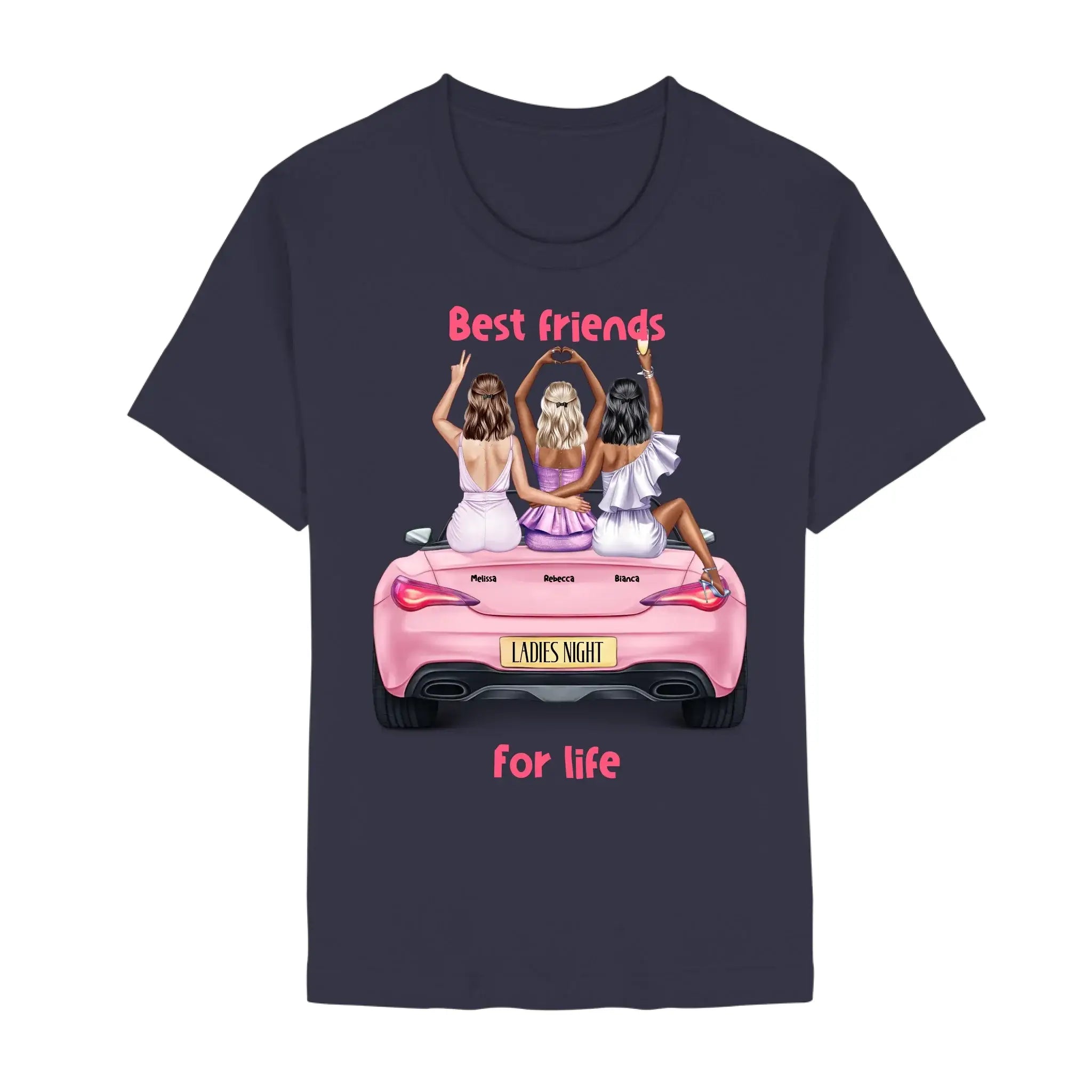 Vegas Girls (1–3 names) – Personalized Color Accent Mug 11 oz - Unisex Staple T-Shirt | Bella + Canvas 3001 / Navy