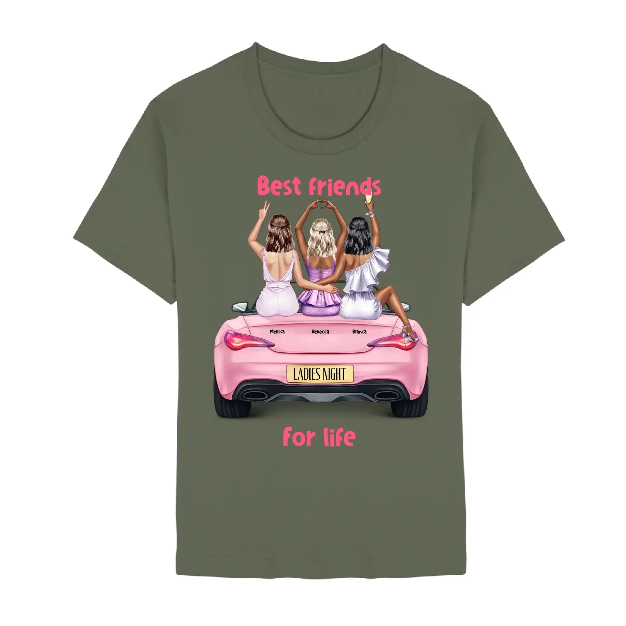 Vegas Girls (1–3 names) – Personalized Unisex T-Shirt | Bella + Canvas 3001 - Staple | Military Green / 2XL