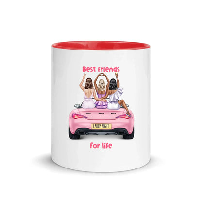 Vegas Girls (1–3 names) – Personalized Unisex T-Shirt | Bella + Canvas 3001 - White Ceramic Mug with Color Inside / Red