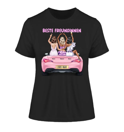 Vegas Girls (1-3 personalisierbare Figuren) - Damen T-Shirt (Fitted) • Bio / Black / 2XL - personalisierbare Figuren