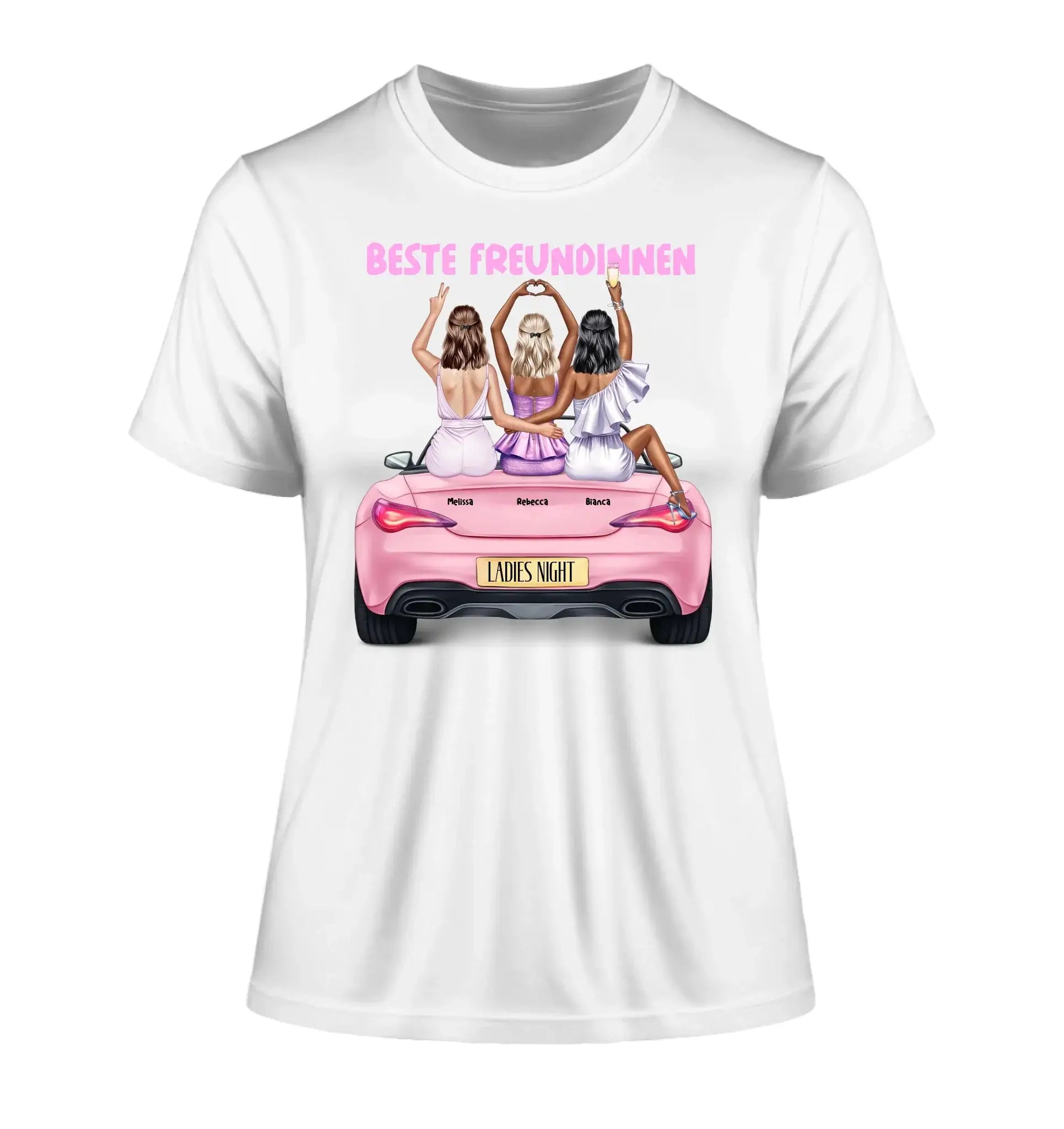 Vegas Girls (1-3 personalisierbare Figuren) - Damen T-Shirt (Fitted) • Bio / White / 2XL - personalisierbare Figuren