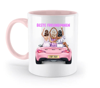 Vegas Girls (1-3 personalisierbare Figuren) - Zweifarbige Tasse / Powder-Pink / 330ml - personalisierbare Figuren