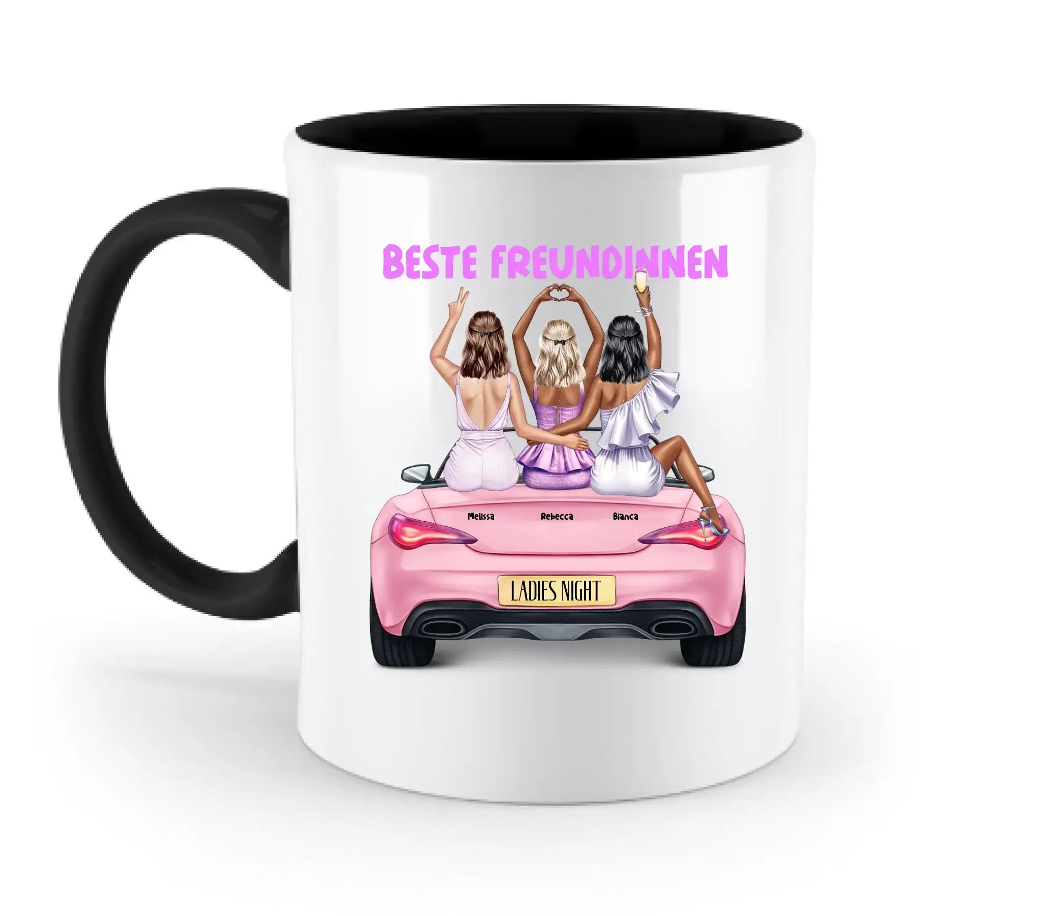 Vegas Girls (1-3 personalisierbare Figuren) - Zweifarbige Tasse / Black / 330ml - personalisierbare Figuren