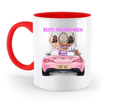 Vegas Girls (1-3 personalisierbare Figuren) - Zweifarbige Tasse / Rubin-Red / 330ml - personalisierbare Figuren