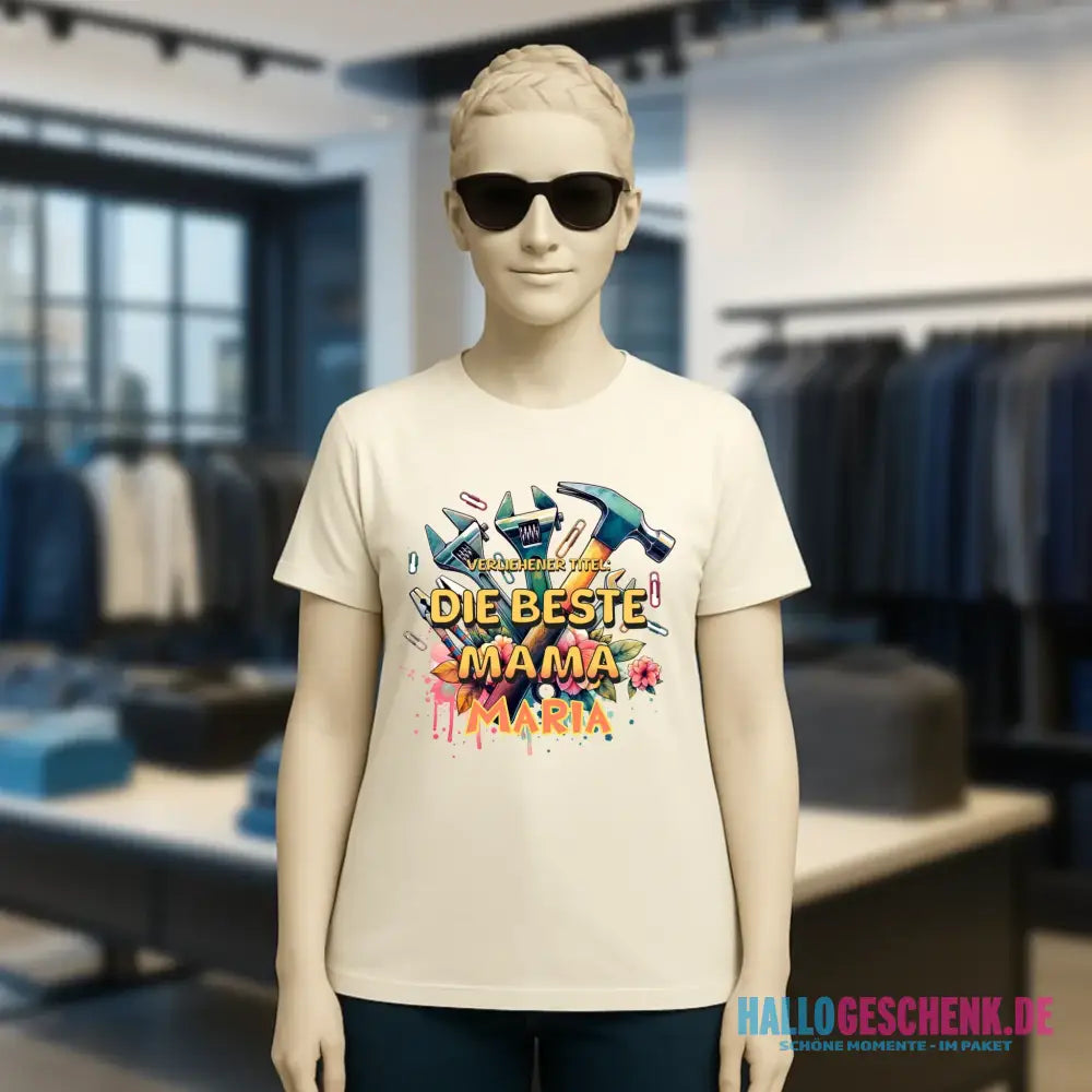 Verliehener Titel: Beste Mama • Ladies Premium T-Shirt XS-2XL aus Bio-Baumwolle für Damen • Exklusivdesign • personalisiert