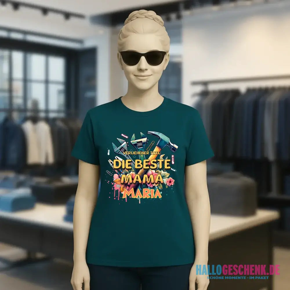 Verliehener Titel: Beste Mama • Ladies Premium T-Shirt XS-2XL aus Bio-Baumwolle für Damen • Exklusivdesign • personalisiert