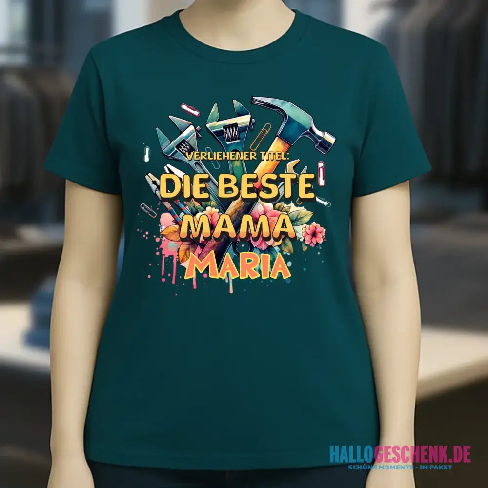 Verliehener Titel: Beste Mama • Ladies Premium T-Shirt XS-2XL aus Bio-Baumwolle für Damen • Exklusivdesign • personalisiert