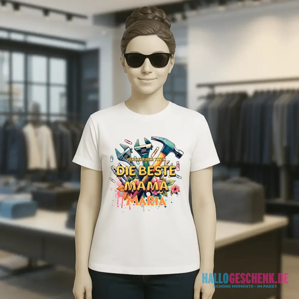 Verliehener Titel: Beste Mama • Ladies Premium T-Shirt XS-2XL aus Bio-Baumwolle für Damen • Exklusivdesign • personalisiert