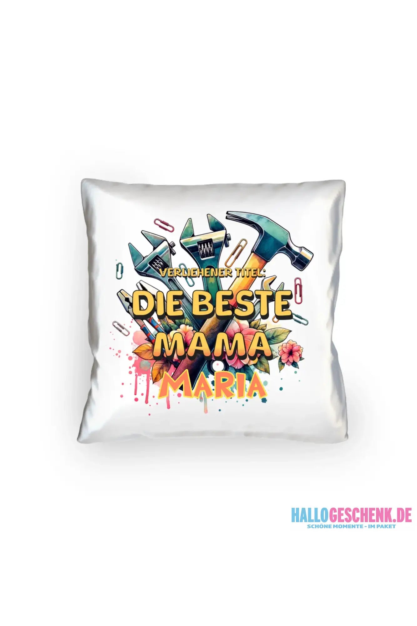 Verliehener Titel: Beste Mama + Wunschtext • Kissen 40x40 cm • personalisiert - Kissen 40x40 cm / White / 40cm-x-40cm