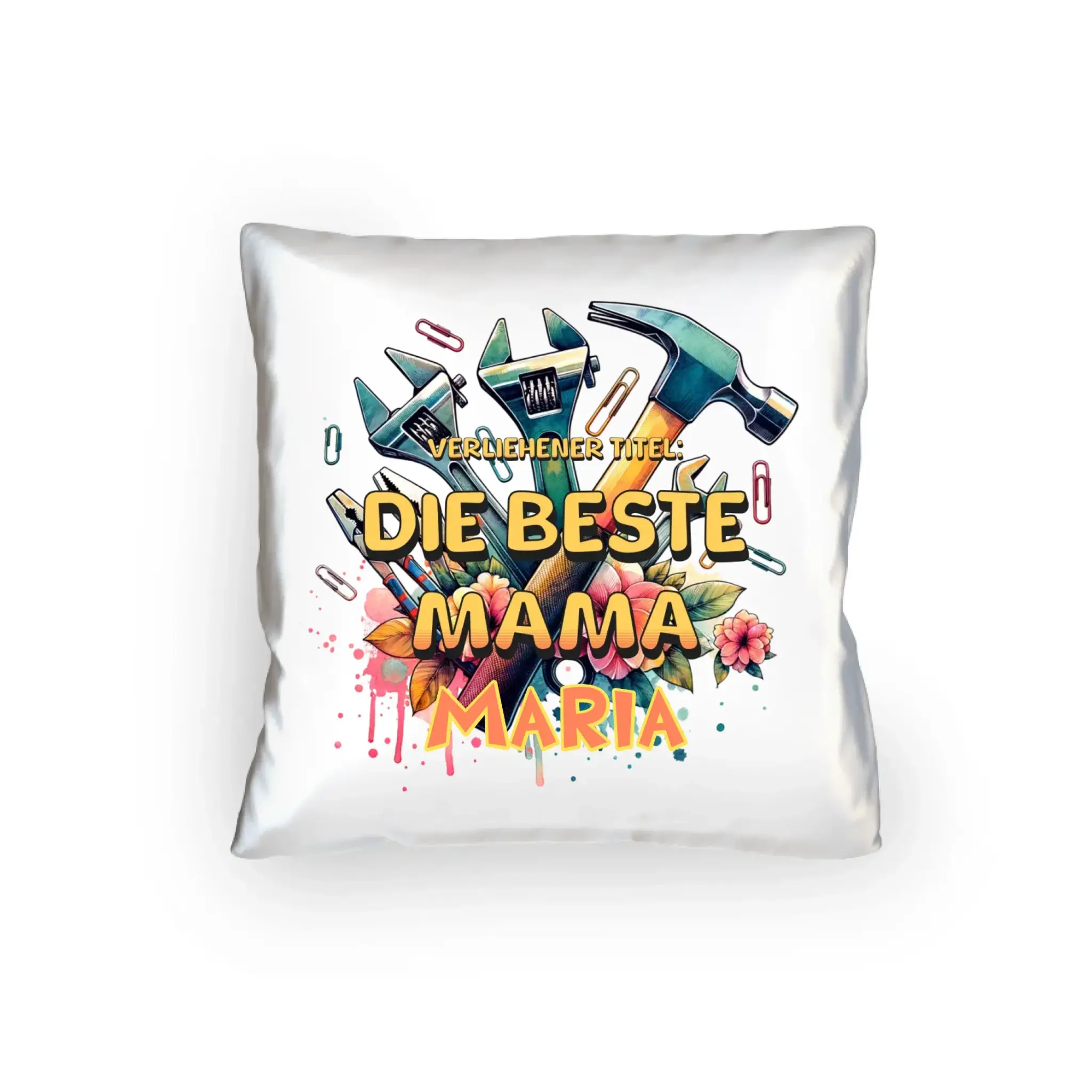 Verliehener Titel: Beste Mama + Wunschtext • Kissen 40x40 cm • personalisiert - Kissen 40x40 cm / White / 40cm-x-40cm