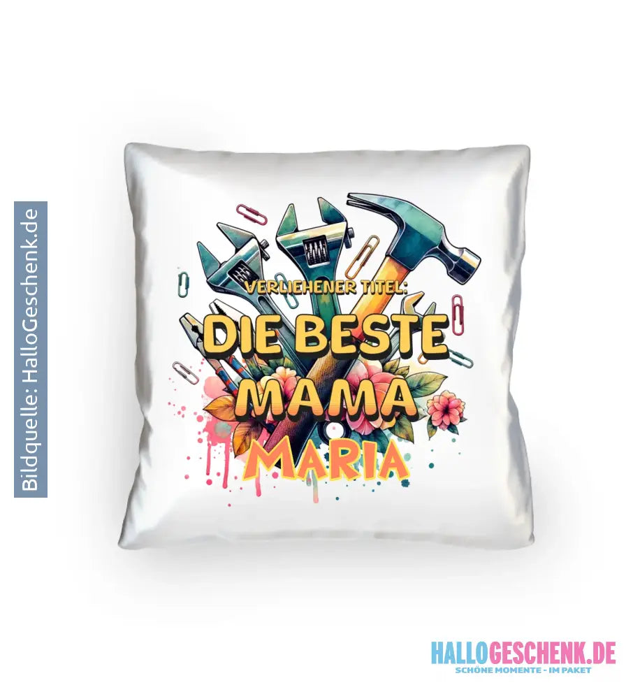 Verliehener Titel: Beste Mama + Wunschtext • Kissen 40x40 cm • personalisiert - Kissen 40x40 cm / White / 40cm-x-40cm