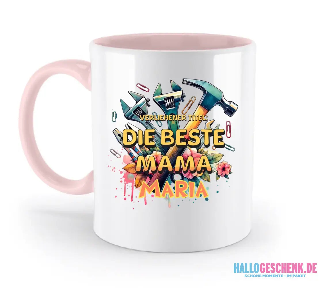 Verliehener Titel: Beste Mama + Wunschtext • zweifarbige Tasse • Exklusivdesign • personalisiert - zweifarbige Tasse