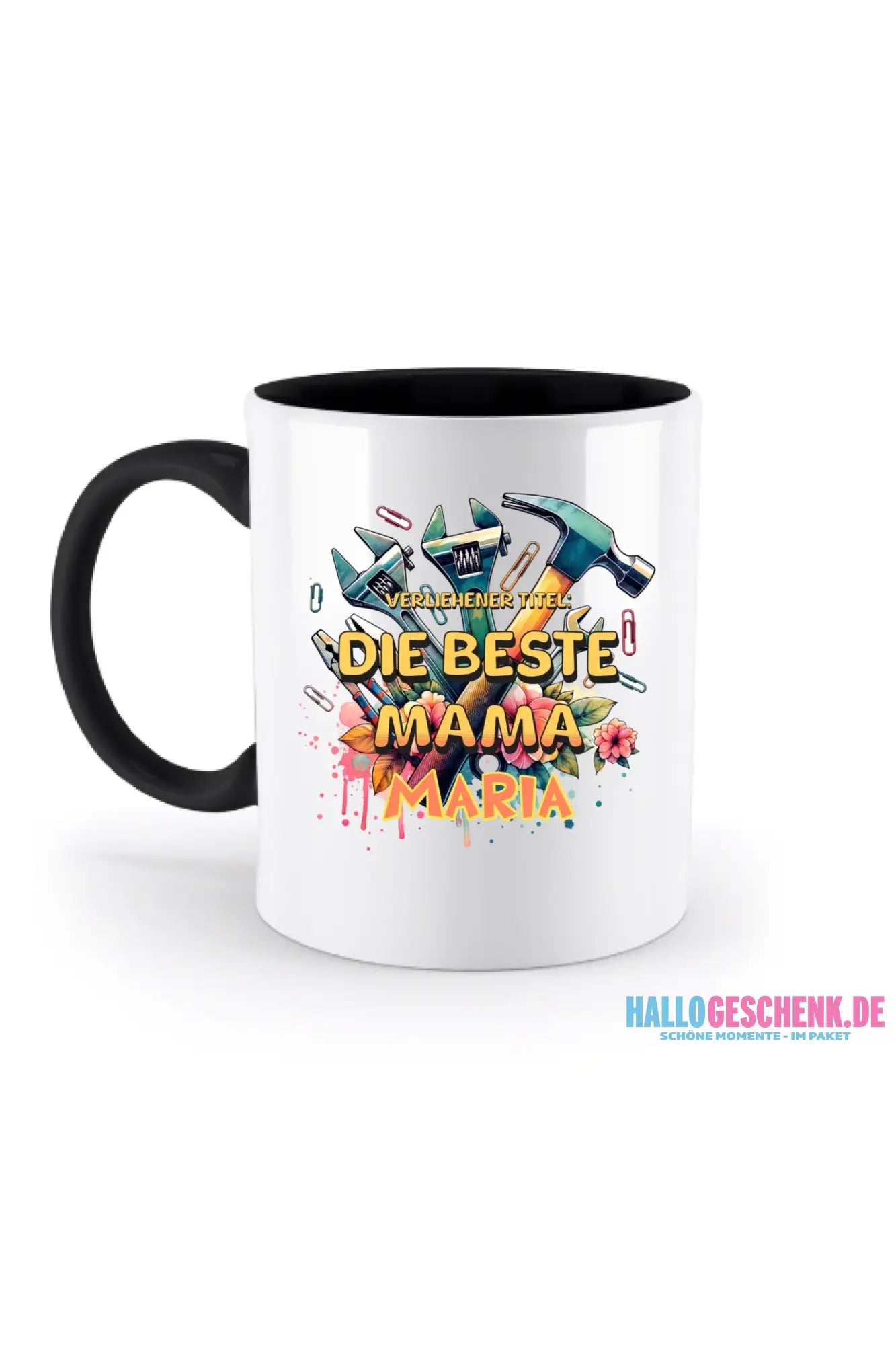Verliehener Titel: Beste Mama + Wunschtext • zweifarbige Tasse • Exklusivdesign • personalisiert - zweifarbige Tasse
