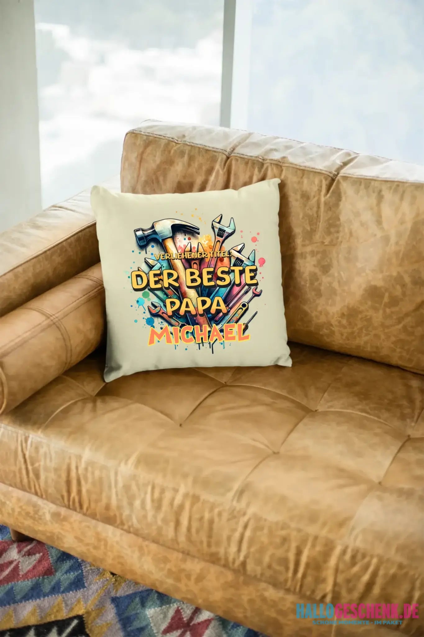 Verliehener Titel: Bester Papa + Wunschtext • Kissen 40x40 cm • personalisiert