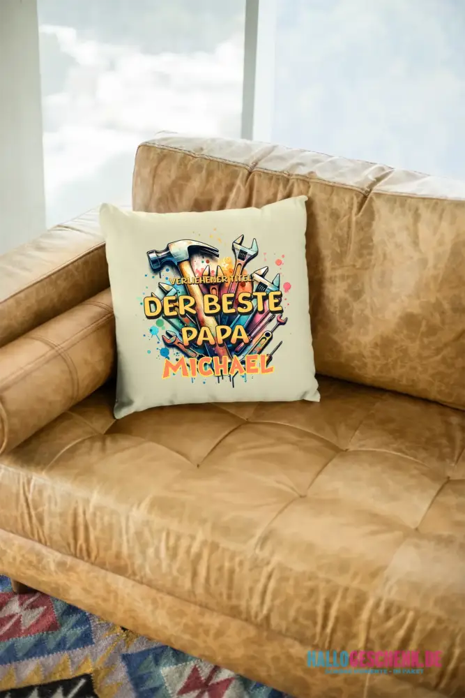 Verliehener Titel: Bester Papa + Wunschtext • Kissen 40x40 cm • personalisiert