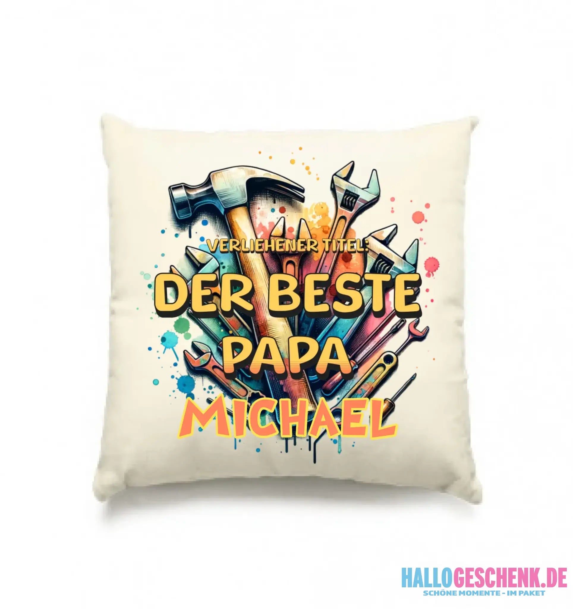 Verliehener Titel: Bester Papa + Wunschtext • Kissen 40x40 cm • personalisiert