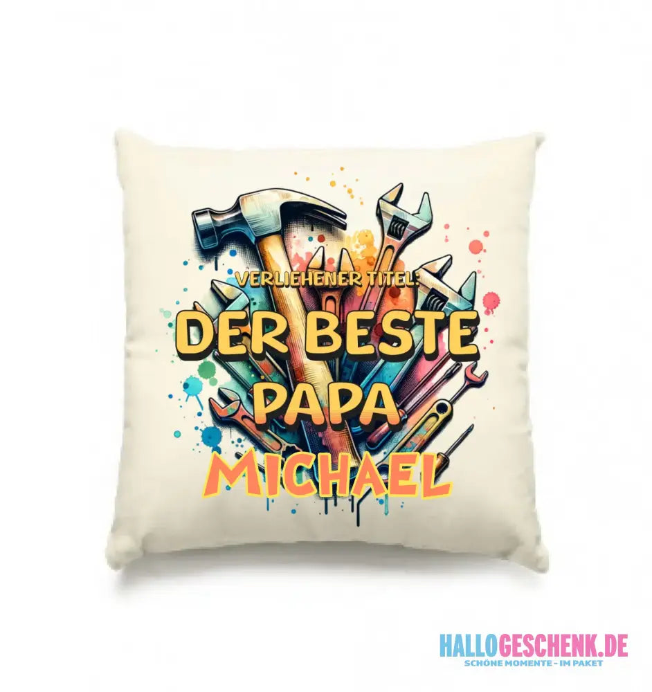 Verliehener Titel: Bester Papa + Wunschtext • Kissen 40x40 cm • personalisiert