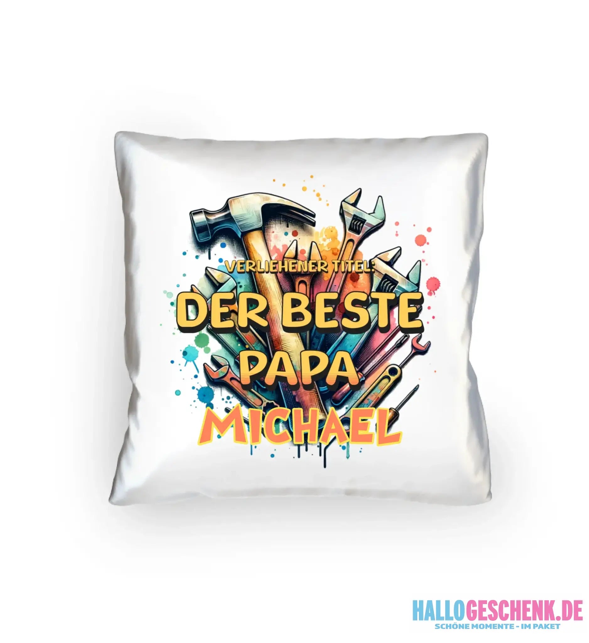 Verliehener Titel: Bester Papa + Wunschtext • Kissen 40x40 cm • personalisiert