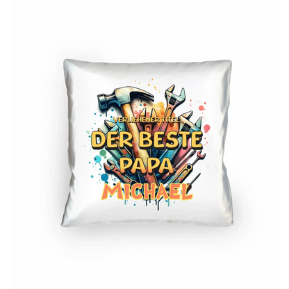 Verliehener Titel: Bester Papa + Wunschtext • Kissen 40x40 cm • personalisiert