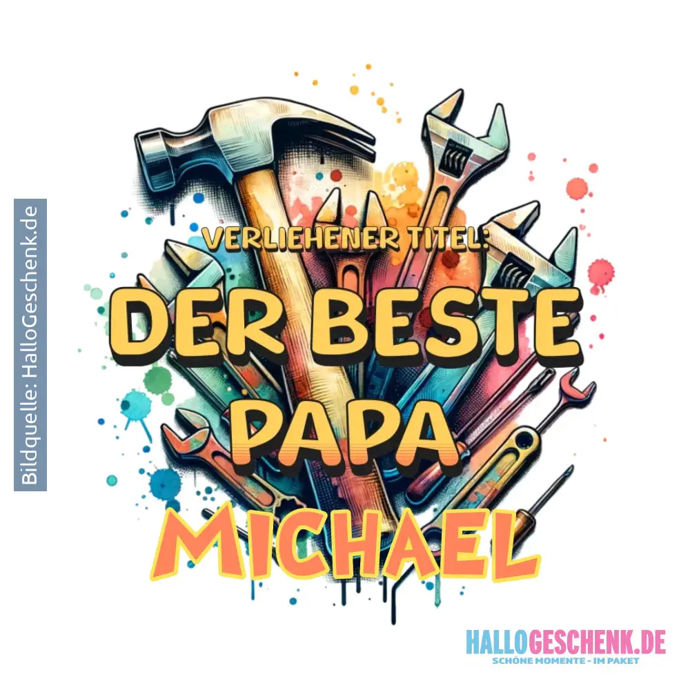 Verliehener Titel: Bester Papa + Wunschtext • personalisiert • STICKER 20x20cm (Aufkleber) - ausgestanzter Sticker