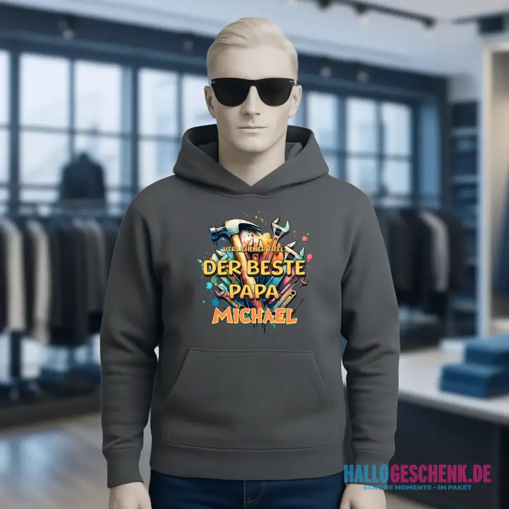 Verliehener Titel: Bester Papa + Wunschtext • Unisex Premium Hoodie XS-5XL aus Bio-Baumwolle für Damen & Herren • Exklusivdesign • personalisiert