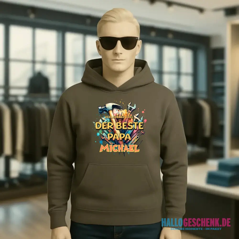 Verliehener Titel: Bester Papa + Wunschtext • Unisex Premium Hoodie XS-5XL aus Bio-Baumwolle für Damen & Herren • Exklusivdesign • personalisiert