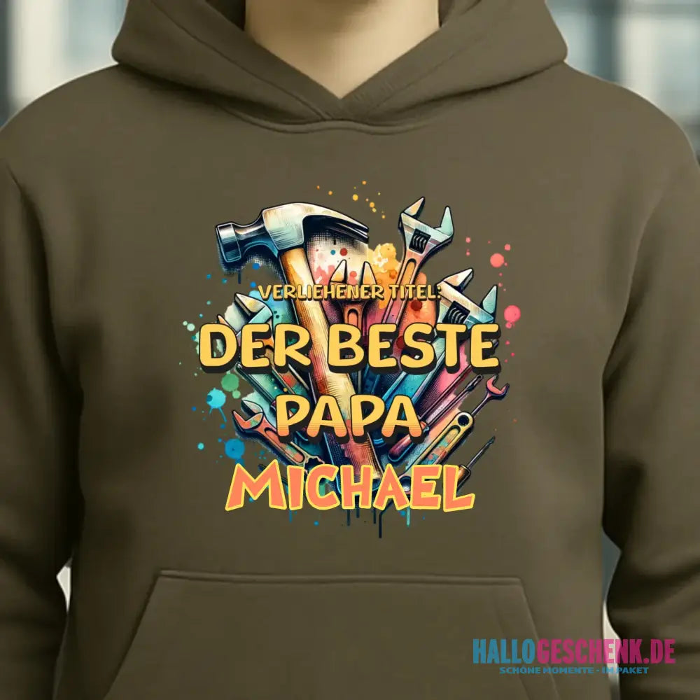 Verliehener Titel: Bester Papa + Wunschtext • Unisex Premium Hoodie XS-5XL aus Bio-Baumwolle für Damen & Herren • Exklusivdesign • personalisiert
