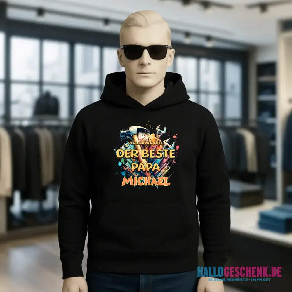Verliehener Titel: Bester Papa + Wunschtext • Unisex Premium Hoodie XS-5XL aus Bio-Baumwolle für Damen & Herren • Exklusivdesign • personalisiert