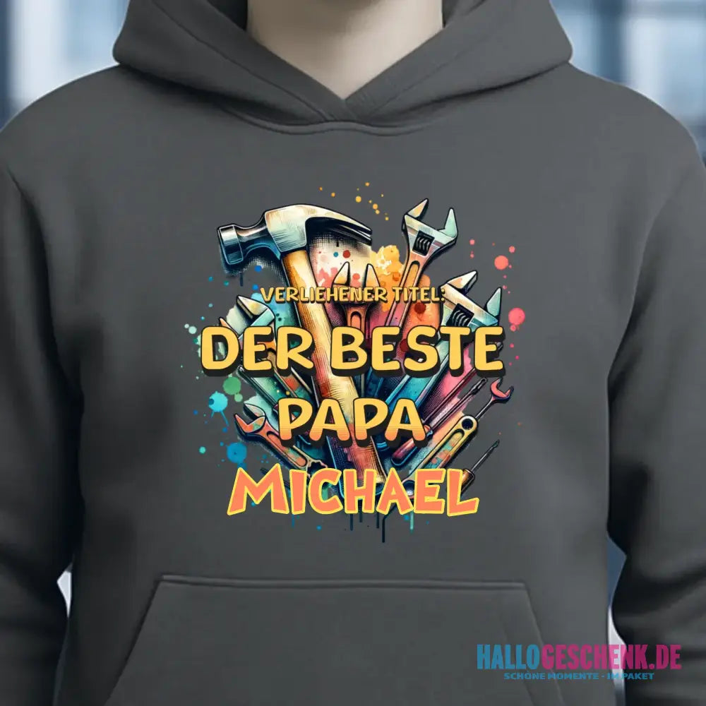 Verliehener Titel: Bester Papa + Wunschtext • Unisex Premium Hoodie XS-5XL aus Bio-Baumwolle für Damen & Herren • Exklusivdesign • personalisiert