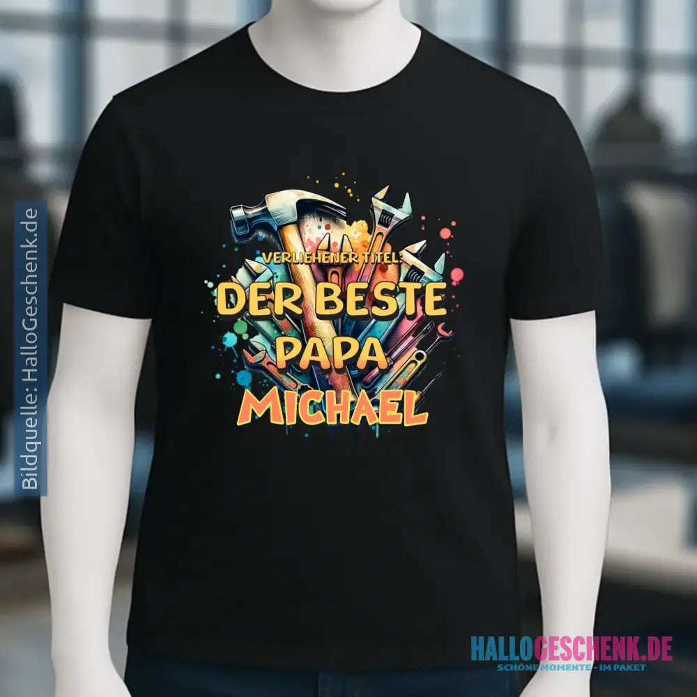 Verliehener Titel: Bester Papa + Wunschtext • Unisex Premium T-Shirt XS-5XL aus Bio-Baumwolle für Damen & Herren • Exklusivdesign • personalisiert
