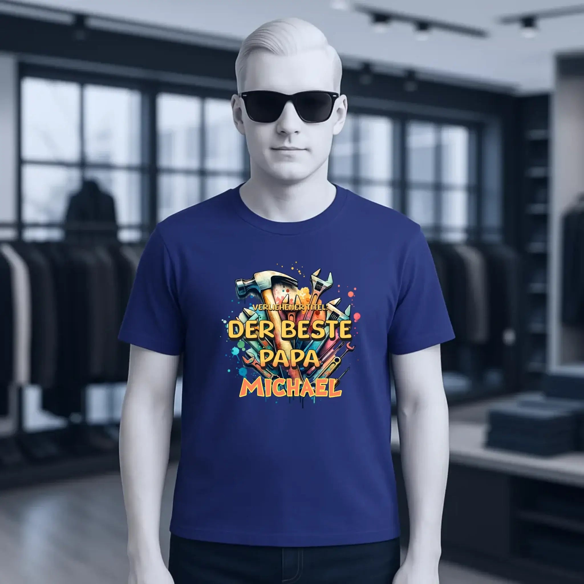 Verliehener Titel: Bester Papa + Wunschtext • Unisex Premium T-Shirt XS-5XL aus Bio-Baumwolle für Damen & Herren • Exklusivdesign • personalisiert