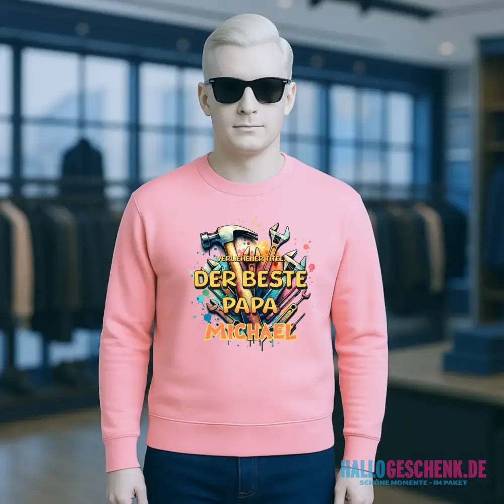 Verliehener Titel: Bester Papa + Wunschtext • Unisex Sweatshirt Bio-Baumwolle in 4 Farben XS-3XL • personalisiert